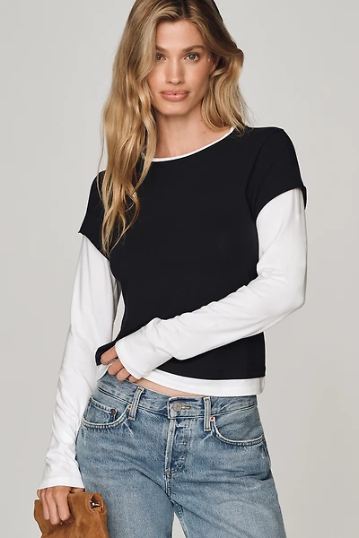 By Anthropologie Evan Long-Sleeve Twofer Top