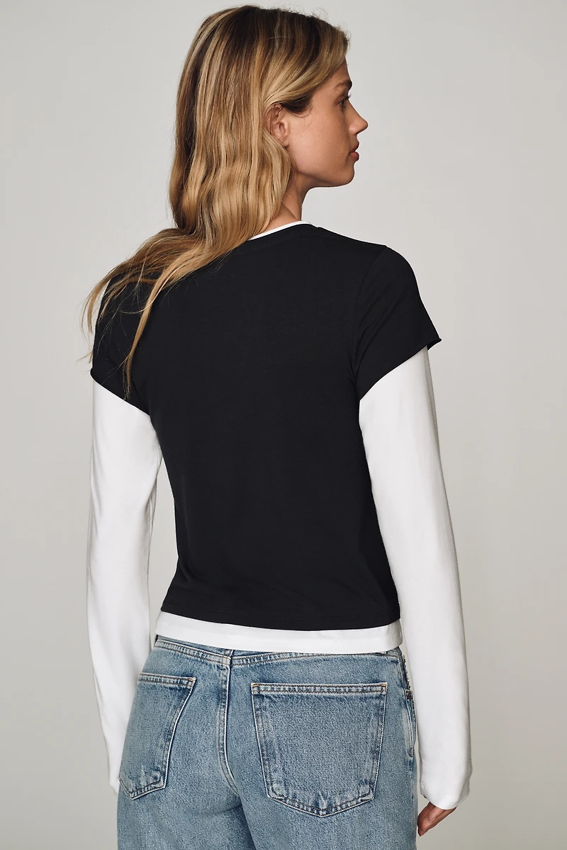 By Anthropologie Evan Long-Sleeve Twofer Top
