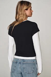 By Anthropologie Evan Long-Sleeve Twofer Top