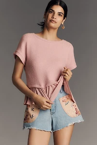 Pilcro Short-Sleeve Sweater Twofer Top