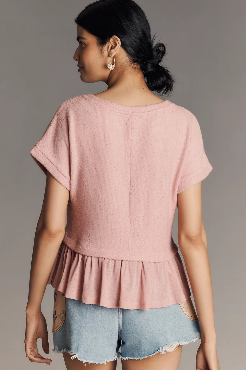 Pilcro Short-Sleeve Sweater Twofer Top