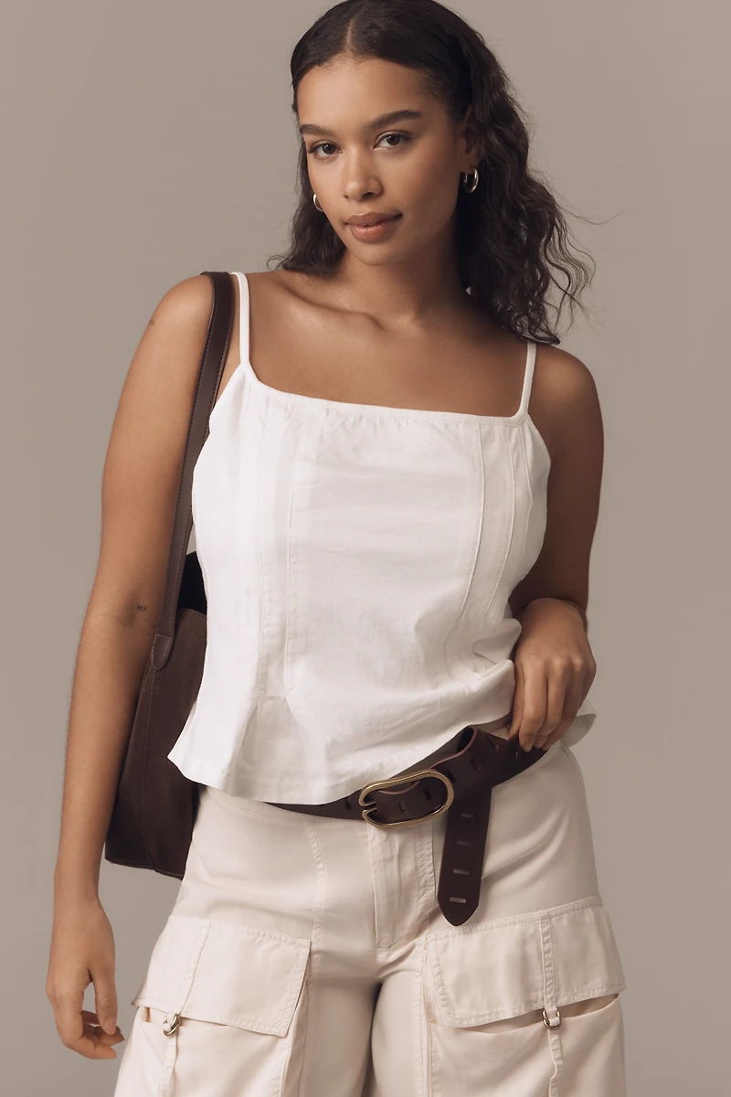 Pilcro Pintuck Square-Neck Tank Top