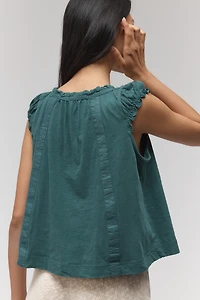 By Anthropologie Ruffle-Shoulder Swing Tank Top