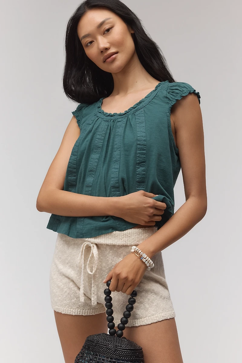 By Anthropologie Ruffle-Shoulder Swing Tank Top