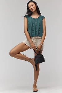 By Anthropologie Ruffle-Shoulder Swing Tank Top