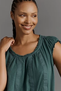 By Anthropologie Ruffle-Shoulder Swing Tank Top