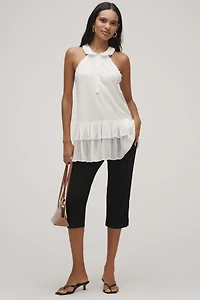 Maeve Collared Halter Ruffled Tunic Top