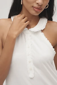 Maeve Collared Halter Ruffled Tunic Top