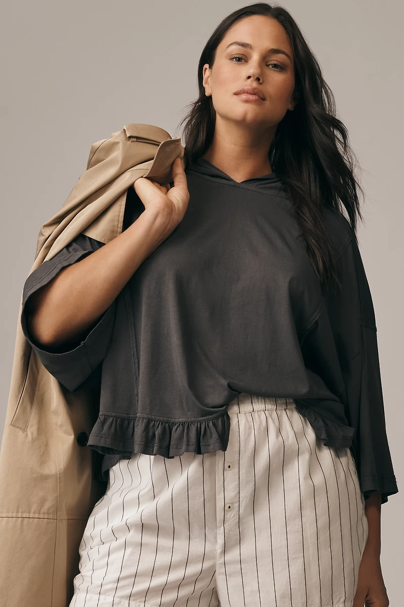 Pilcro Ruffled Hooded Top