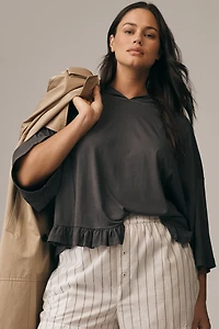 Pilcro Ruffled Hooded Top