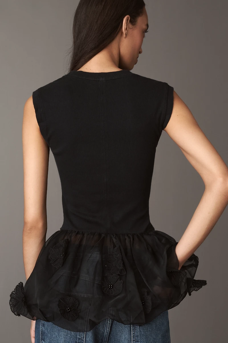 By Anthropologie 3D Floral Peplum Top