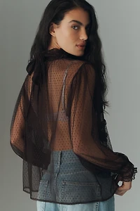 By Anthropologie 3D Butterfly Sheer Blouse