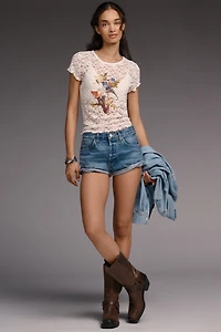 By Anthropologie Lace Graphic Tee