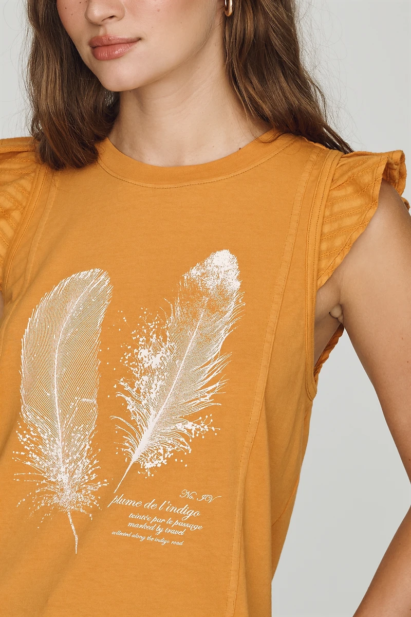 Pilcro Cotton Flutter-Sleeve Tee