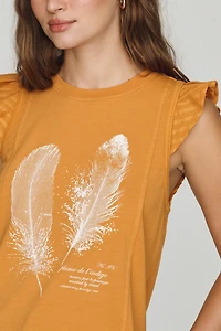 Pilcro Cotton Flutter-Sleeve Tee