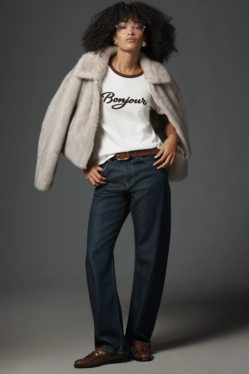 RAISONNEL Bonjour Graphic Ringer Tee