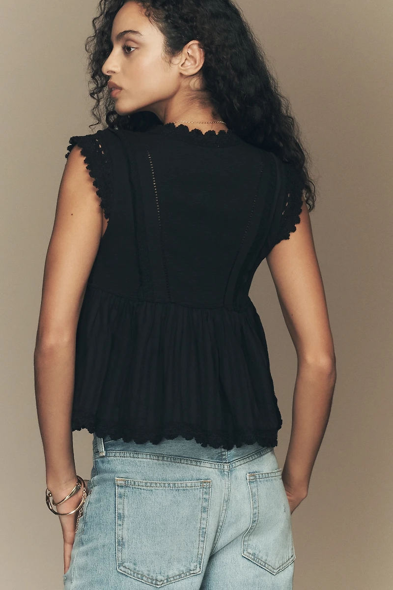 RAISONNEL Cotton Scalloped Swing Top