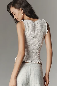 RAISONNEL Cotton Smocked Sleeveless Top