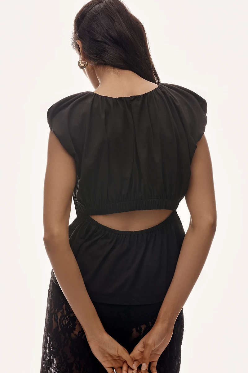 & Layered Puff-Sleeve Top