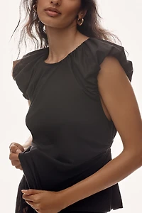 & Layered Puff-Sleeve Top