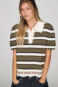 & Layered Short-Sleeve Polo Top
