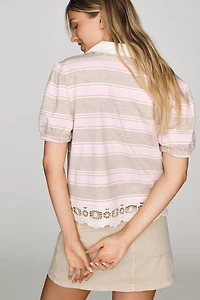 & Layered Short-Sleeve Polo Top