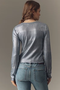 The Andie Shimmer Ribbed Cardigan by Pilcro