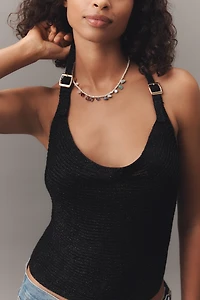By Anthropologie Cowl-Neck Buckle Sweater Tank