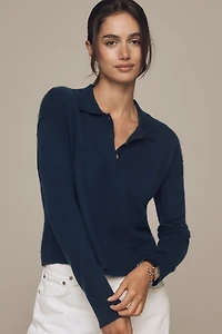 The Jensen Cashmere Crop Polo Sweater by Pilcro