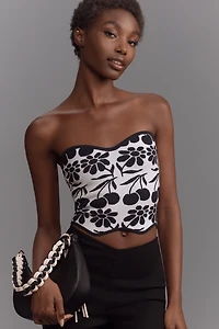 Agathe Marty Printed Scallop Sweater Tube Top