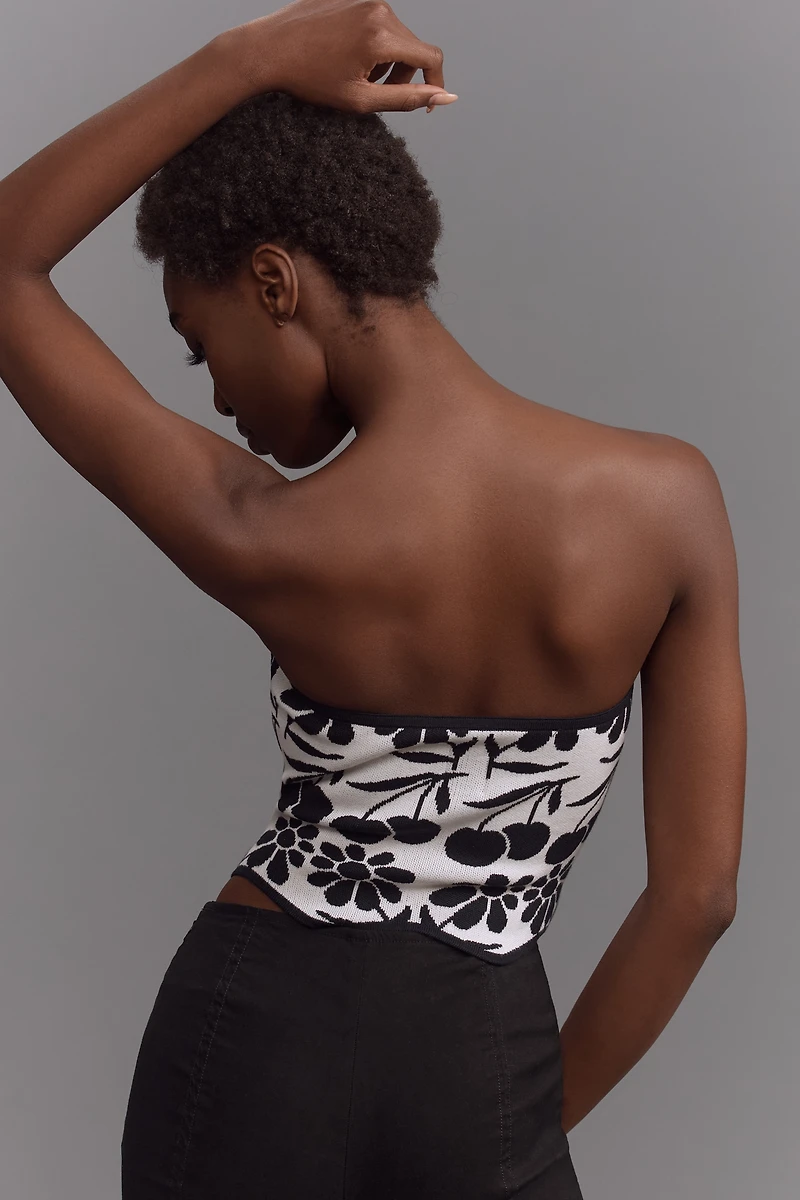Agathe Marty Printed Scallop Sweater Tube Top