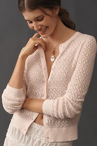 By Anthropologie Juliet Pointelle Long-Sleeve Cotton-Blend Cardigan