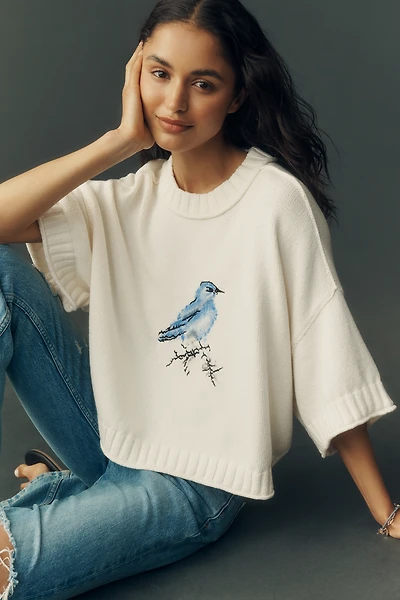 Goldie Cotton Short-Sleeve Sweater