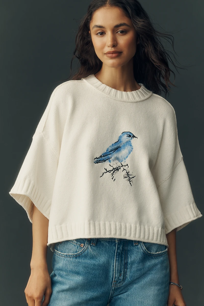 Goldie Cotton Short-Sleeve Sweater