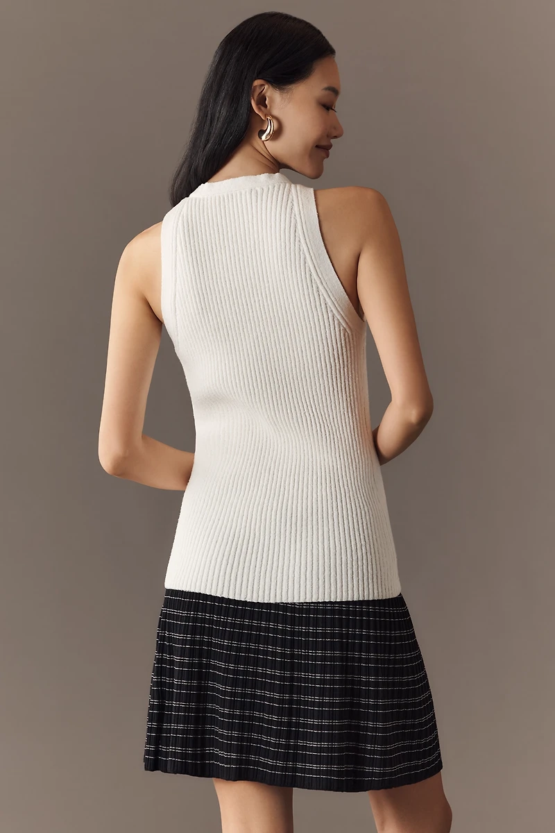 English Factory V-Neck Ribbed Cardigan Sweater Tank