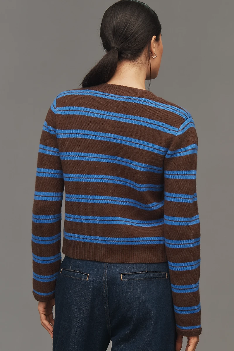 Endless Rose Crew-Neck Stripe Cardigan Sweater