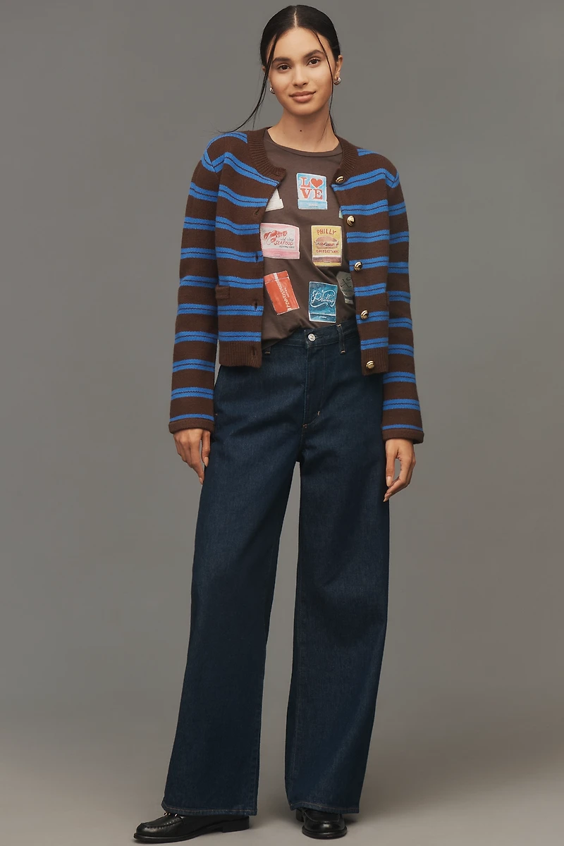 Endless Rose Crew-Neck Stripe Cardigan Sweater