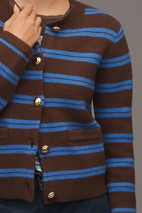 Endless Rose Crew-Neck Stripe Cardigan Sweater