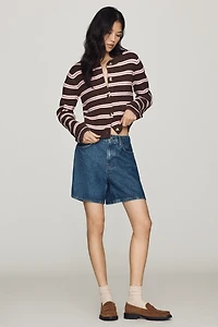 Endless Rose Crew-Neck Stripe Cardigan Sweater