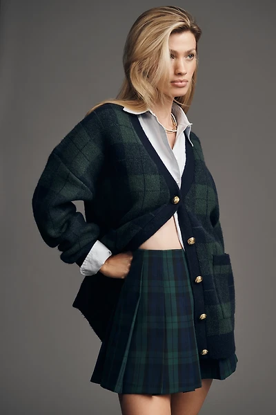 English Factory Oversized Plaid Cardigan Sweater