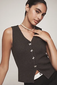 Endless Rose V-Neck Rhinestone-Button Sweater Tank
