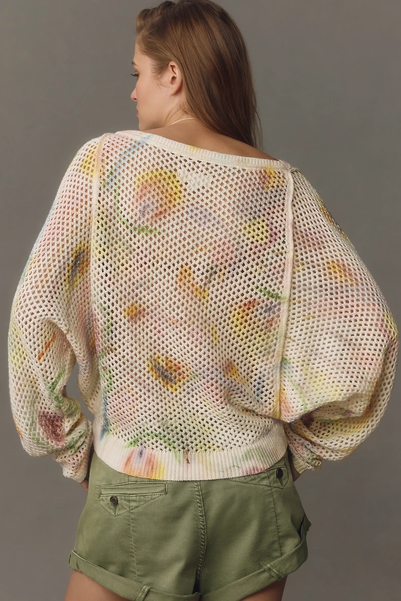 Pilcro Mesh-Stitch Crew-Neck Sweater