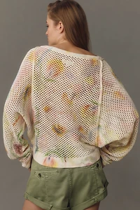 Pilcro Mesh-Stitch Crew-Neck Sweater