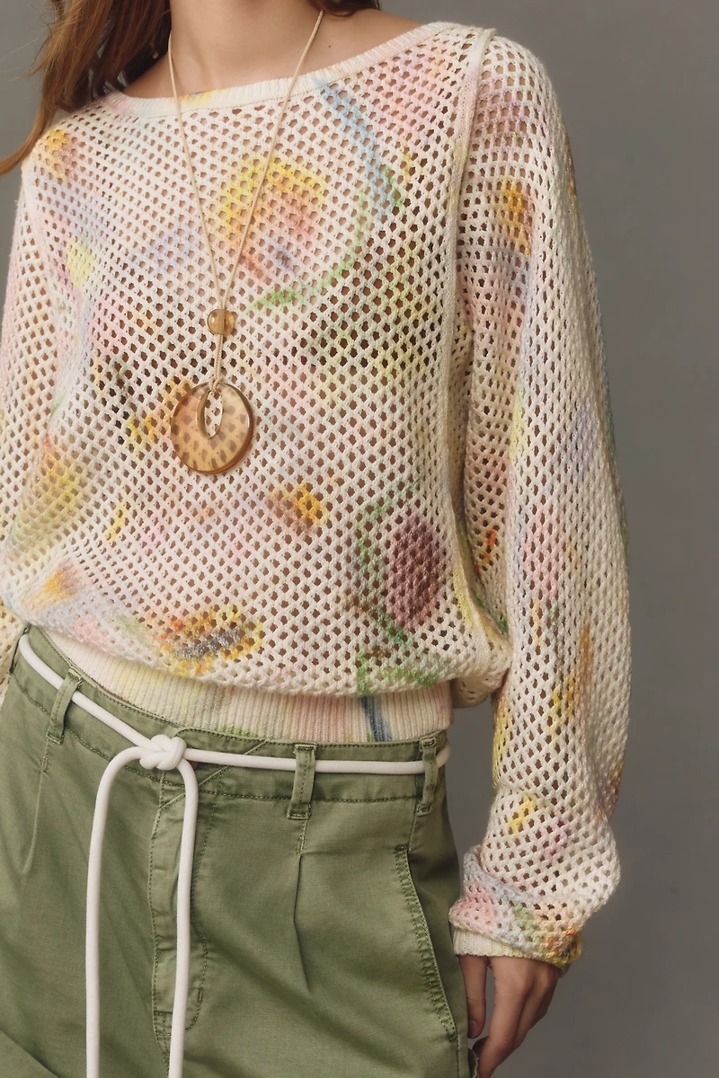 Pilcro Mesh-Stitch Crew-Neck Sweater
