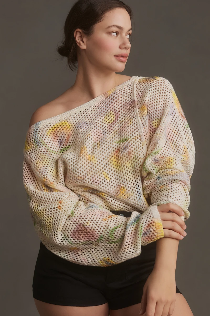 Pilcro Mesh-Stitch Crew-Neck Sweater
