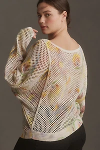Pilcro Mesh-Stitch Crew-Neck Sweater