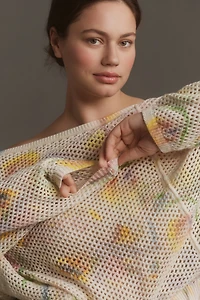 Pilcro Mesh-Stitch Crew-Neck Sweater