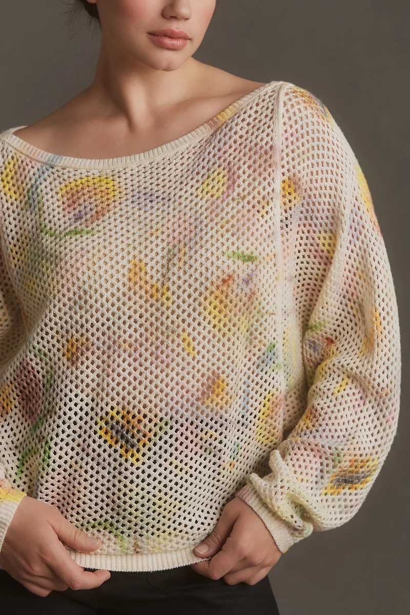 Pilcro Mesh-Stitch Crew-Neck Sweater