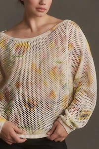 Pilcro Mesh-Stitch Crew-Neck Sweater