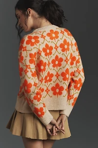 Maeve Graphic Intarsia Cardigan Sweater